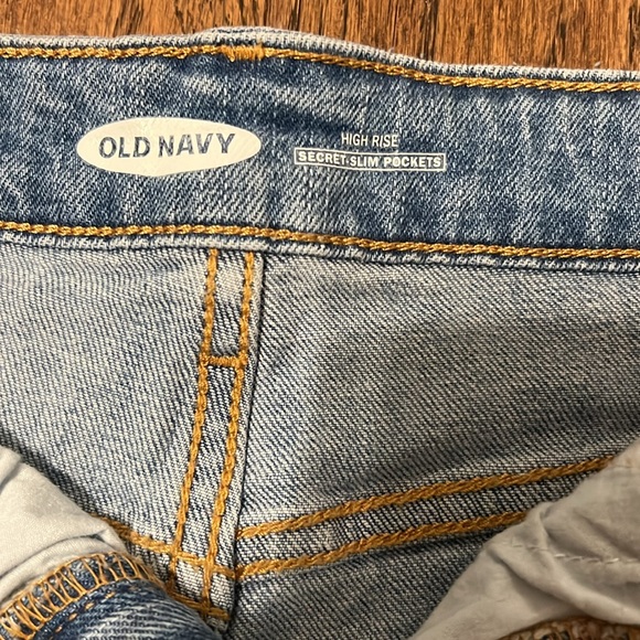 High Rise Distressed Blue Jean Shorts - Picture 3 of 5